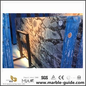 Praghas iomaíoch Slab Marmair Gorm Airgid Nádúrtha Gearr go Méid Ábhar Tionscadail Foirgníochta